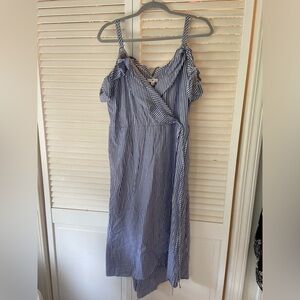 BP Blue and White Striped Wrap Dress